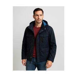 Coach M65 Military Field Jacket Navy Blue Cotton Canvas Utility Style Camo XL